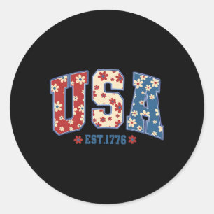 Retro Usa Classic Round Sticker