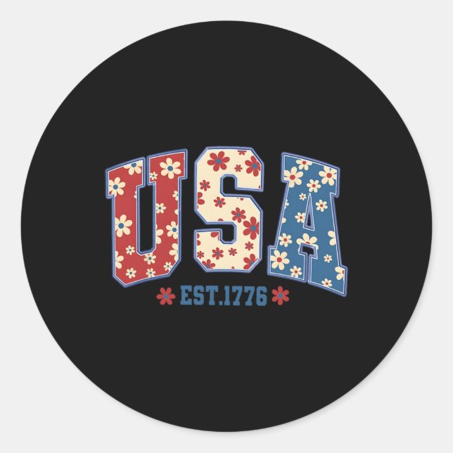 Retro Usa  Classic Round Sticker (Front)