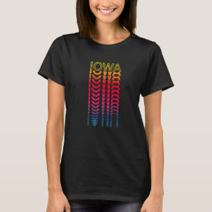 Retro Usa Colourful State Nostalgic Iowa T-Shirt