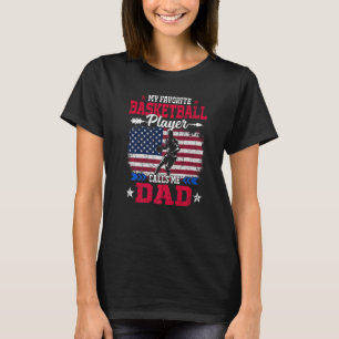 Retro Usa Flag Basketball Player Calls Me Dad 4th  T-Shirt