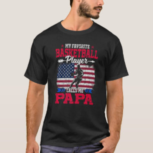 Retro Usa Flag Basketball Player Calls Me Papa 4th T-Shirt