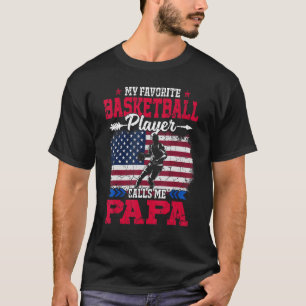 Retro Usa Flag Basketball Player Calls Me Papa 4th T-Shirt