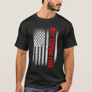 Retro USA Flag Best Stepdad Ever Fathers Day Daddy T-Shirt