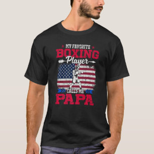Retro Usa Flag Boxing Player Calls Me Papa 4th Jul T-Shirt