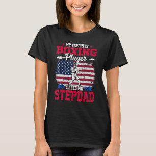 Retro Usa Flag Boxing Player Calls Me Stepdad 4th T-Shirt