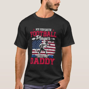 Retro USA Flag Football Player Calls Me Daddy 4th  T-Shirt