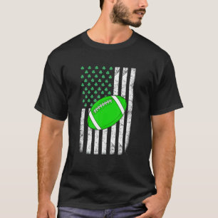 Retro USA Flag Football Shamrock Sports St. Patric T-Shirt