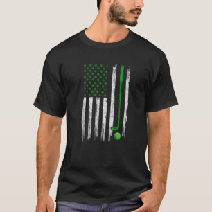Retro USA Flag Golf Shamrock Sports St. Patrick's T-Shirt
