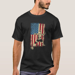 Retro USA Flag Patriotic American Dodgeball Player T-Shirt