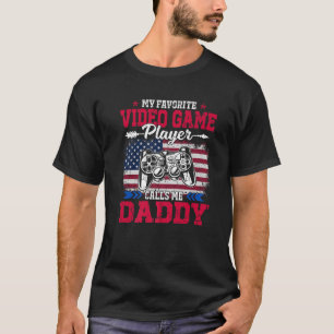 Retro USA Flag Video Game Player Calls Me Daddy 4t T-Shirt
