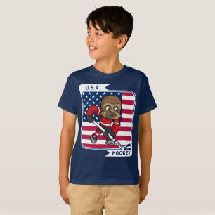 Retro USA Sloth Ice Hockey T-Shirt