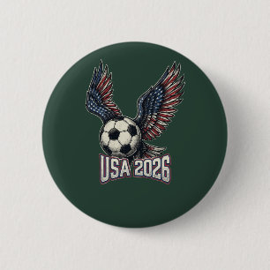 Retro USA Soccer 2026 Eagle Wings T-Shirt 6 Cm Round Badge