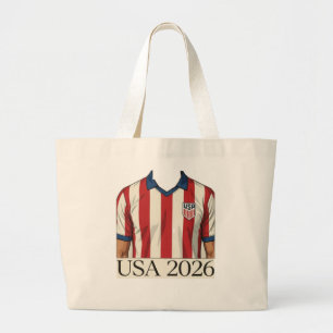 Retro USA Soccer Jersey Style Patriotic Red White  Large Tote Bag