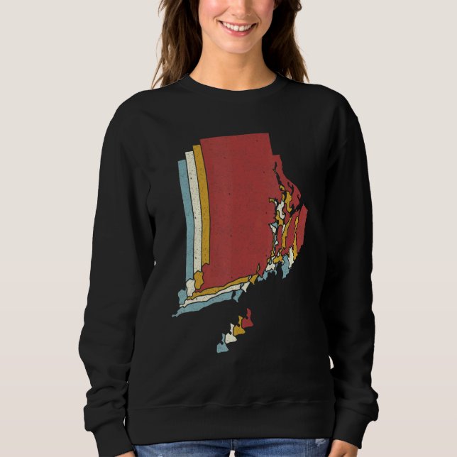 Retro USA State   Vintage Map Rhode Island Sweatshirt (Front)