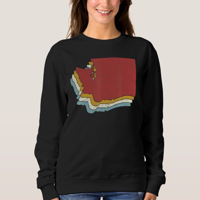 Retro USA State   Vintage Map Washington Sweatshirt (Front)