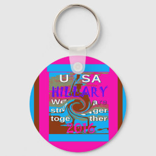 Retro USA Stronger Together Abstract Art Print Key Ring