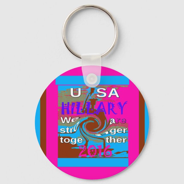 Retro USA Stronger Together Abstract Art Print Key Ring (Front)