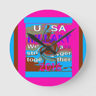 Retro USA Stronger Together Abstract Art Print Round Clock