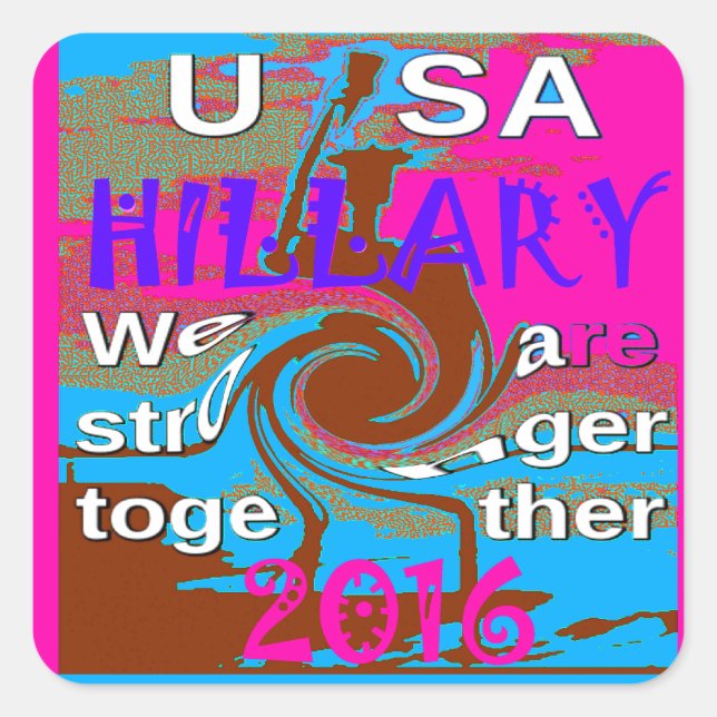 Retro USA Stronger Together Abstract Art Print Square Sticker (Front)