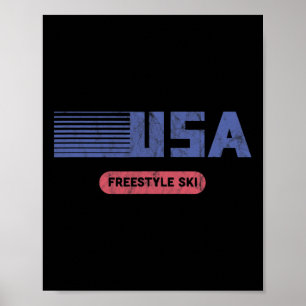 Retro Usa Team American Freestyle Skiing Ski Vinta Poster