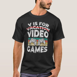 Retro V Is For Video Games Valentine Day Gamer Boy T-Shirt