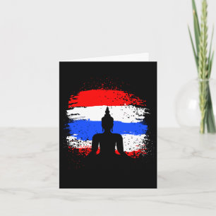 Retro vacation thai buddha thailand flag card