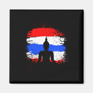 Retro vacation thai buddha thailand flag magnet