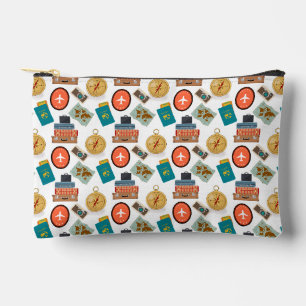 Retro Vacation Travel Themed Makeup Accessory Pouch