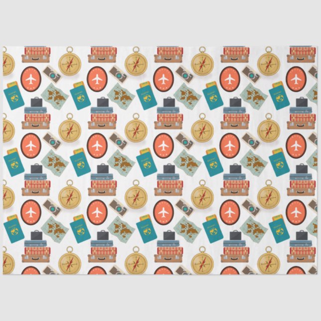 Retro Vacation Travel Themed  Tissue Paper (Front)