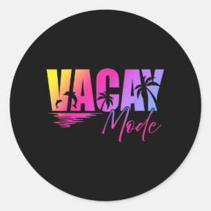 Retro Vacay Mode Vacation Summer Vibes Sunglasses Classic Round Sticker