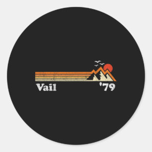 Retro Vail Ski Resort Colorado Snowboard Mountain  Classic Round Sticker