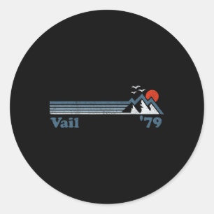 Retro Vail Ski Resort Colorado Snowboard Mountain Classic Round Sticker