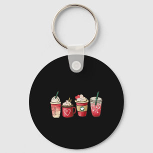 Retro Valentine Coffee Heart Valentine Mugs Coffee Key Ring