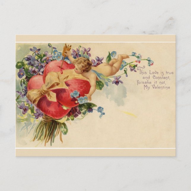 Retro Valentine Cupid True and Constant Love Postcard (Front)