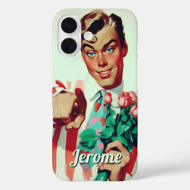 Retro Valentine Flirty Guy Case-Mate iPhone Case (Back)