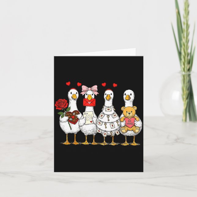 Retro Valentine Goose Funny Nk Coquette Love Silly Card (Front)