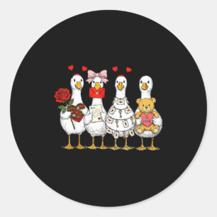 Retro Valentine Goose Funny Nk Coquette Love Silly Classic Round Sticker
