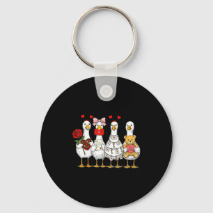 Retro Valentine Goose Funny Nk Coquette Love Silly Key Ring