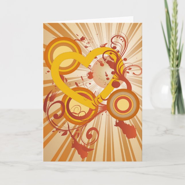 Retro Valentine Heart Grunge Holiday Card (Front)