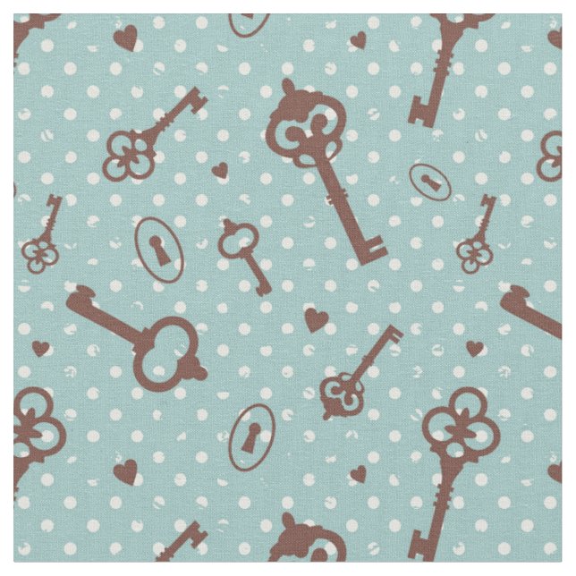 Retro Valentine Keys Fabric (Close Up)