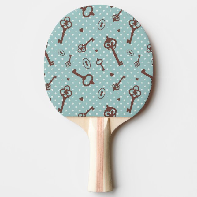 Retro Valentine Keys Ping Pong Paddle (Front)