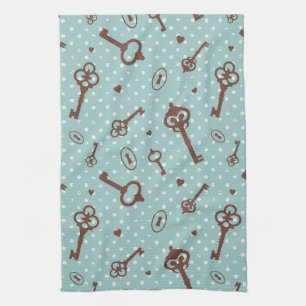 Retro Valentine Keys Tea Towel