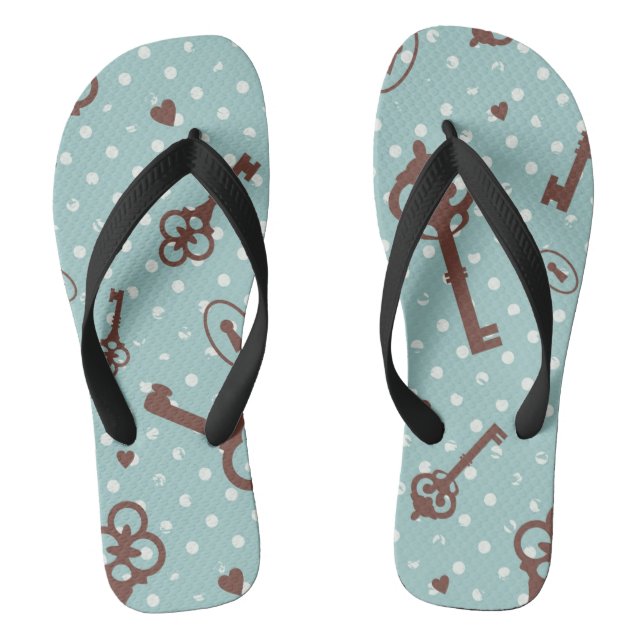 Retro Valentine Keys Thongs (Footbed)