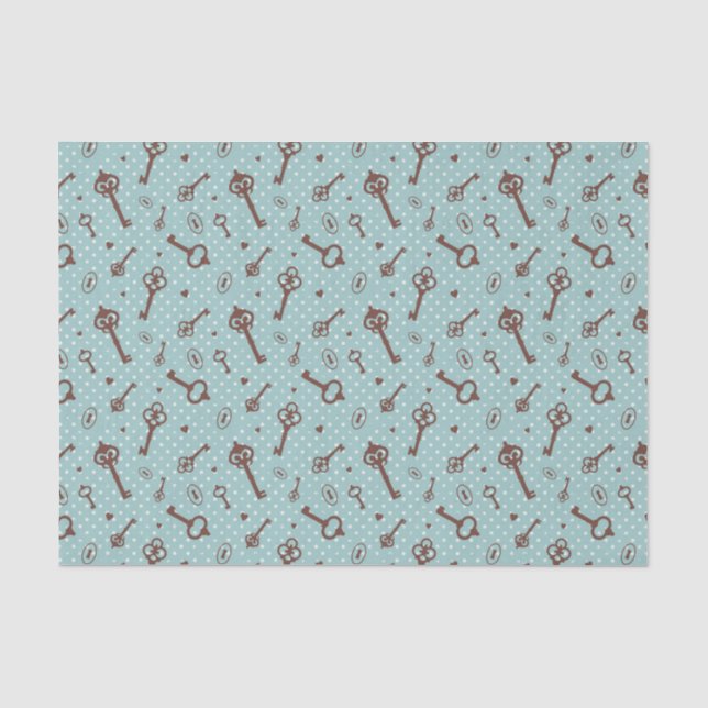 Retro Valentine Keys Tissue Paper (Front)