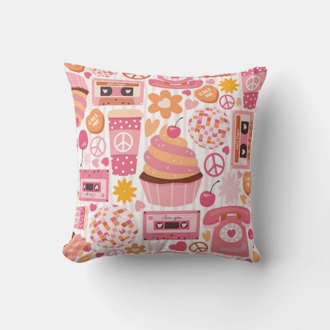 Retro Valentine Love Collage Cushion (Front)