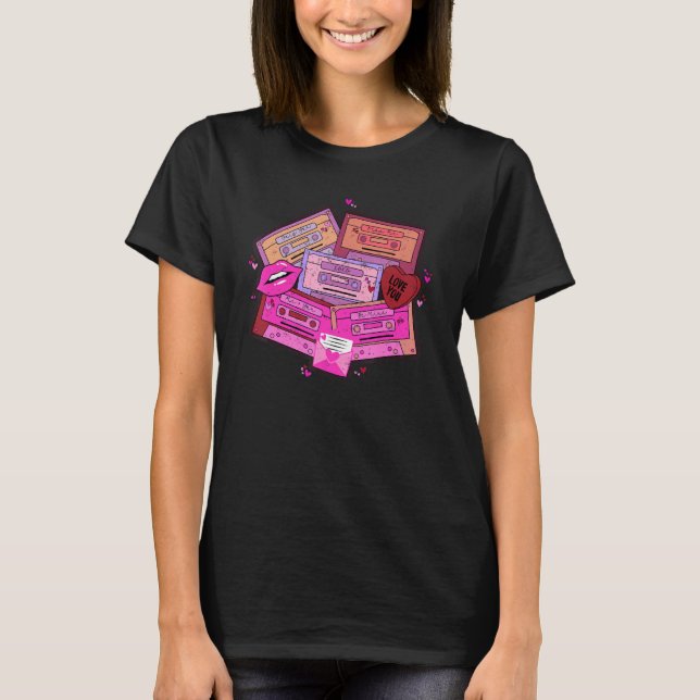 Retro Valentine Mix Tape Love Songs Happy Valentin T-Shirt (Front)