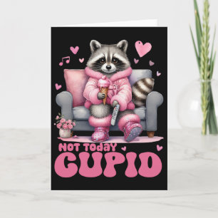Retro Valentine Not Today Cupid Racoon Card