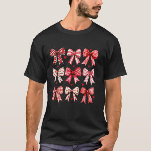 Retro Valentine s Day Heart Coquette Bow Women Kid T-Shirt