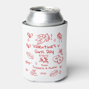 Retro Valentine’s Galentine Can Coolers, Girls Day Cooler