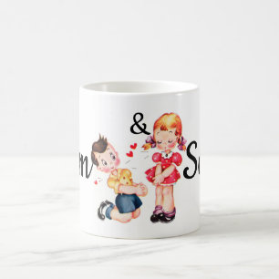 Retro Valentine’s Girl & Boy Personnalised Coffee Mug